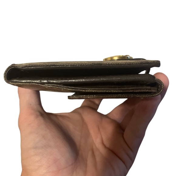 Gucci Brown and Gold Vintage Coated Canvas and Leather Mens Wallet with Crest - Picture 5 of 10